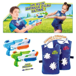 Canal Toys Juego de Agua Kit 2 Jugadores Batalla Agua Dispara hasta 10 Metros Blanco Cambia Color Secado Rápido