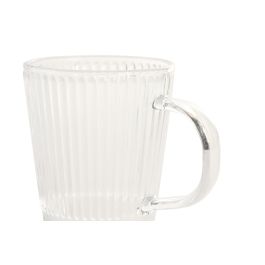 DKD Home Decor Set de 6 Tazas Básicos de Cristal Transparente 300ml (8x12.5x10.5cm) Apto Microondas Lavavajillas