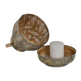 Set de Portavelas Home ESPRIT Dorado Metal 25 x 25 x 28 cm