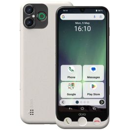 Doro Aurora A30 bone, Smartphone Android 14, 6.1" IPS, 6GB RAM, 128GB Almacenamiento, Cámara 50MP, Negro Blanco