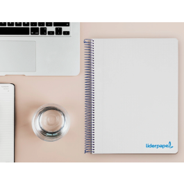 Liderpapel Cuaderno Espiral A4 Micro Wonder Tapa Plástico 120 Hojas 90gr Cuadro 5mm 5 Bandas 4 Taladros Color Gris