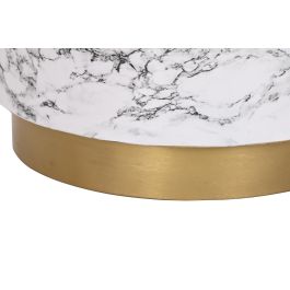 DKD Home Decor Mesita Auxiliar Moderno Blanco Dorado 50 x 45 x 50 cm