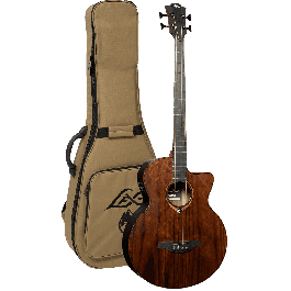 LAG Bajo Acústico Jumbo A/E Natural Satinado - Cuerpo de Brankowood y Eucalipto Ahumado, Electrónica Stage-LAG