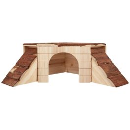 Kerbl Maison Nature Casa Refugio con Rampa para Roedores Pequeños - Madera Maciza para Jugar y Dormir - Hámsters, Ratones, Ratas 37x37x16cm