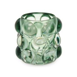 Portavelas Microesferas Verde Cristal 8,4 x 9 x 8,4 cm (12 Unidades)