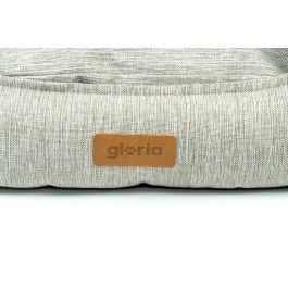 Gloria Cama para Perros Santillana Rectangular Beige 70x60 cm, Lino, Desenfundable, Relleno Silicona Reciclada, Muy Cómoda