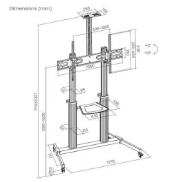 Equip Soporte de Suelo con Ruedas VESA para TV 60-100" hasta 100 kg, Ajuste Altura e Inclinación, Negro