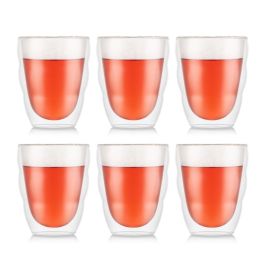 Bodum BOD0699965199210 - Juego de 6 Vasos Térmicos Pilatus, Doble Pared, 0,35 L, Transparente