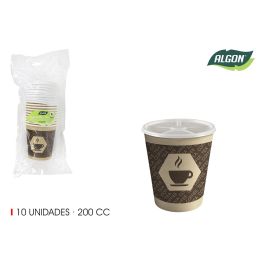 Set de 10 vasos de cartón con tapa 200 cc - Algon (18 Unidades) Precio: 17.5000001. SKU: B1HCWBNMWL