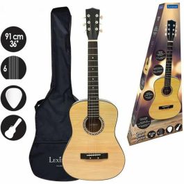 Lexibook Guitarra Acústica de Madera - 91 cm con 6 Cuerdas Reales y Llaves de Ajuste Metálicas, Incluye Correa y Púa