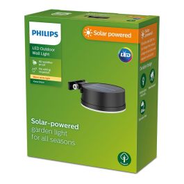 Aplique solar redondo, ip 44 1,5w, 200im 2700k, luz cálida, medidas: 11,2x4,6x14,1cm. philips