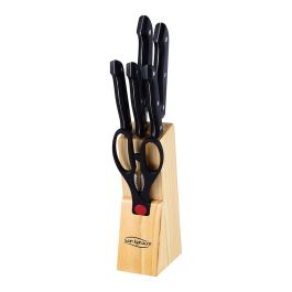 San Ignacio Juego de cuchillos 7 piezas acero inoxidable con tijeras y bloque de madera
