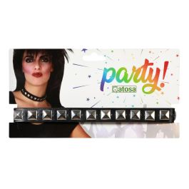 Collar Punk Años 80 Metalizado Negro Tachuelas Choker Accesorio Adulto