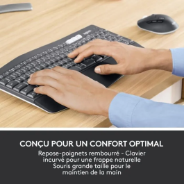 Logitech MK850 Teclado y Ratón Inalámbrico Performance Combo, Confort Ergonómico con Reposamuñecas Acolchado, Multipareja 3 Dispositivos