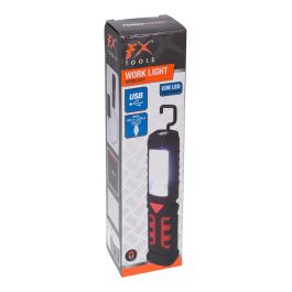 Linterna led de trabajo recargable doble funcion con gancho + imán, negra, 50 x 35 x 215 mm Linterna led de trabajo recargable doble funcion con gancho + imán, negra, 50 x 35 x 215 mm