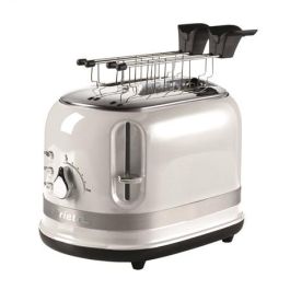 Ariete 149/01 Tostador Moderna 2 Ranuras Blanco con Pinzas, 6 Niveles de Dorado, Descongelado, Recalentado y Cancelación