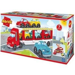 Ecoiffier 3289 Camión portacoches Abrick con 6 vehículos de juguete, doble piso y rampa articulada para carga/descarga, ideal para niños a partir de 18 meses
