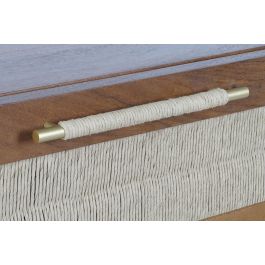 DKD Home Decor Comoda Basant Ratan Marron Oscuro Natural Acacia y Ratan 90 x 45 x 90 cm