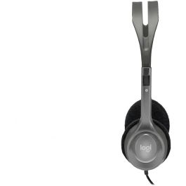 Logitech H110 Auriculares Estéreo con Micrófono Flexible giratorio, Conexión Jack 3.5mm para PC, Móvil, Tablet, Diadema Ajustable
