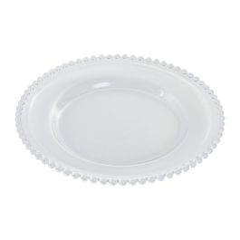 DKD Home Decor Plato Básico de Cristal Transparente 27x27x2.6 cm Apto para Microondas y Lavavajillas