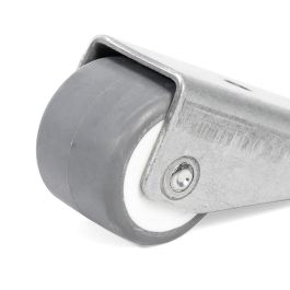 Q&Q Rueda Fija Aro De Goma Gris D24 H26 Soporte De Pala Larga Zincado
