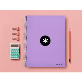 Cuaderno Espiral A4 Micro Antartik Tapa Forrada 120H 90 gr Horizontal 5 Bandas 4 Taladros Color Lavanda