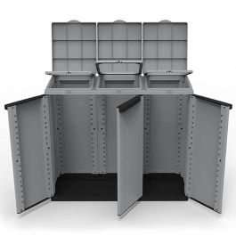Ecoline Armario reciclaje 3 puertas 102 x 39 x 88,7 cm, gris/negro, apto para bolsas de hasta 110l