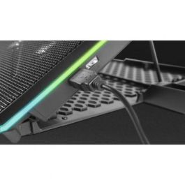 Mars Gaming MNBC13 Base Refrigeradora Stand para Portátiles hasta 17" con 13 Ventiladores RGB, Pantalla LCD, 8 Niveles Ajustables, Soporte Móvil y 2 USB