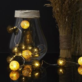 Home Deco Factory Guirnalda Luz 15 Led Negro y Dorado, Conexión Usb, Ideal para Decoración