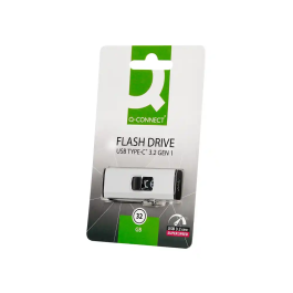 Q-connect Memoria USB Flash Drive 32 GB USB 3.2 Tipo C Conector Deslizante Plateado