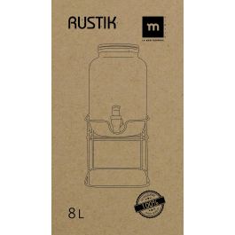 La Mediterran Tarro Dispensador con Grifo 8 Litros y Soporte de Metal - Contenedor de Bebidas de Vidrio (4 Unidades)