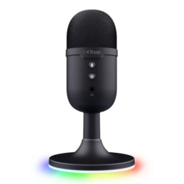 Trust Gaming Micrófono GXT 234 Yunix USB Negro para Gaming y Streaming, Conexión USB Universal, Sonido Cardioide Nítido con Iluminación RGB