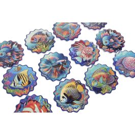 DKD Home Decor 72 Unidades Posavasos Atlantico Azul Marino Multicolor Dolomita Corcho 10.8 x 0.7 x 10.8 cm