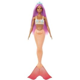 Barbie HRR05 Muñeca Sirena Rosa con Pelo Rosa, Aleta Naranja y Diadema