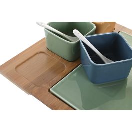 DKD Home Decor Aperitivo Scandi de Bambú y Porcelana, Set de 8 Piezas, Multicolor Natural, 30x30x6 cm, Apto Microondas y Lavavajillas