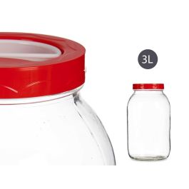 Bote Cristal 3L Tapa Roja Con Asa Vivalto 13X24CM (6 Unidades) Bote Cristal 3L Tapa Roja Con Asa Vivalto 13X24CM (6 Unidades)