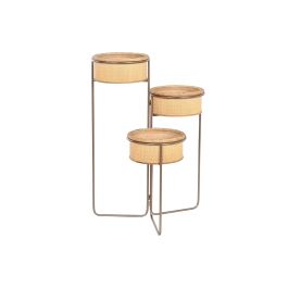 DKD Home Decor Macetero Tropical Marron Negro Bambu Hierro 42 x 79 x 55 cm