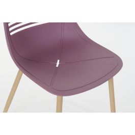 DKD Home Decor Silla Scandi Desmontable de Pp y Metal con Acabado Mate, Magenta y Marrón Claro (4 Unidades) – Altura Asiento 45 cm
