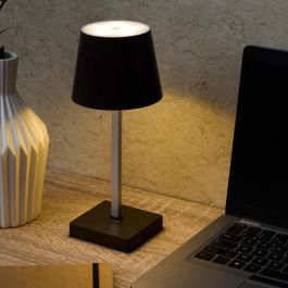 Home Deco Factory Lámpara Led Táctil Efecto Wengué, 3 Intensidades de Luz, Funciona con Pilas AAA, 12 LED, Ø10.5 x 25.5 cm