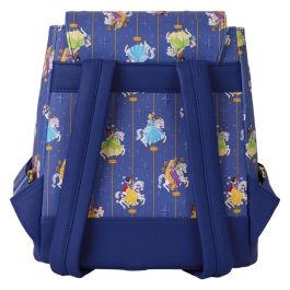 Loungefly Mochila Princesas Disney Carousel 26cm Piel Vegana con Herrajes Dorados, Tirantes Ajustables y Bolsillos Cremallera