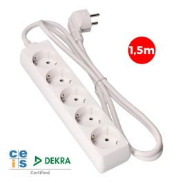 Edm Base múltiple con 5 tomas, cable 1.5 m, 16A 250V, blanco