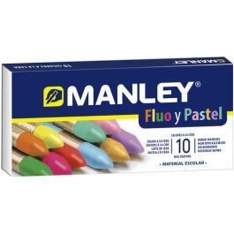 Manley Lápices de cera, caja de cartón, 10 colores surtidos flúor y pastel, suaves y resistentes a la luz Precio: 2.50000036. SKU: B1A3TWH5WL