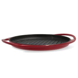 Bidasoa Asador Redondo Fierro Hierro Esmaltado 25 cm Rojo Antiadherente para Vitrocerámica Inducción Eléctrico Gas