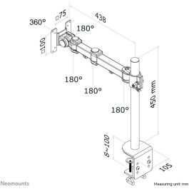 Neomounts FPMA-D960 Soporte de Escritorio para Monitor de 10-30 pulgadas hasta 10 kg, con Abrazadera, Negro