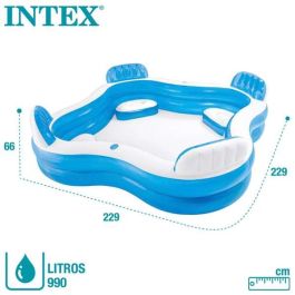 Intex Piscina Hinchable Rectangular con 4 Asientos, 990 Litros, 229x229x66 cm, para Niños +6 Años