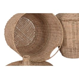 DKD Home Decor Cesta de Ratán y Metal Tropical Natural 42 x 63 x 42 cm Set de 2