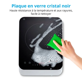 Medion MD18490 Placa de Inducción - 1 Quemador, 2000W, 60-240°C, 8 Programas, L 29 x P 36 x A 6 cm - Blanco/Negro