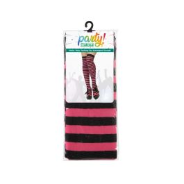 Medias A Rayas Fucsia Y Blanco - Accesorio Juvenil para Disfraces