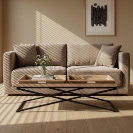 Mesa Centro Natural-Negro Madera-Metal 113 X 50 X 36,50 cm Precio: 143.9053. SKU: B1655QRJNS