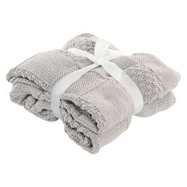 DKD Home Decor Manta de Sofá Urban de Poliéster, Tejido Punto, Gris Claro, Medidas 170 x 130 cm, Densidad 450 gsm, Pack 2 Unidades